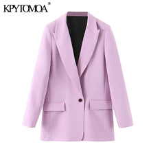 Load image into Gallery viewer, KPYTOMOA Women 2020 Fashion Office Wear Pockets Blazers Coat Vintage Notched Collar Long Sleeve Female Outerwear Chic Tops

